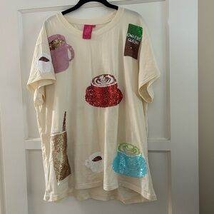 QUEEN OF SPARKLES Custom coffee shirt, XL